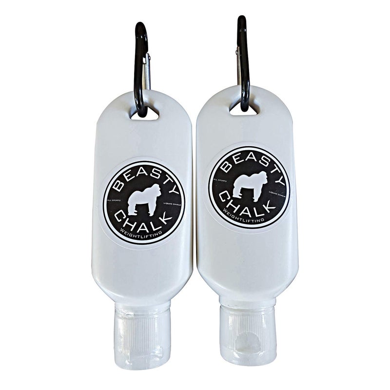Beasty Chalk Liquid Chalk Combo Pack â€“ 2-Pack (60ml Each) Grip Enhancer with Carabiners for Weightlifting, Climbing, Gymnastics & More â€“ Long-Lasting, No-Mess, Fast-Drying Formula - Image 1